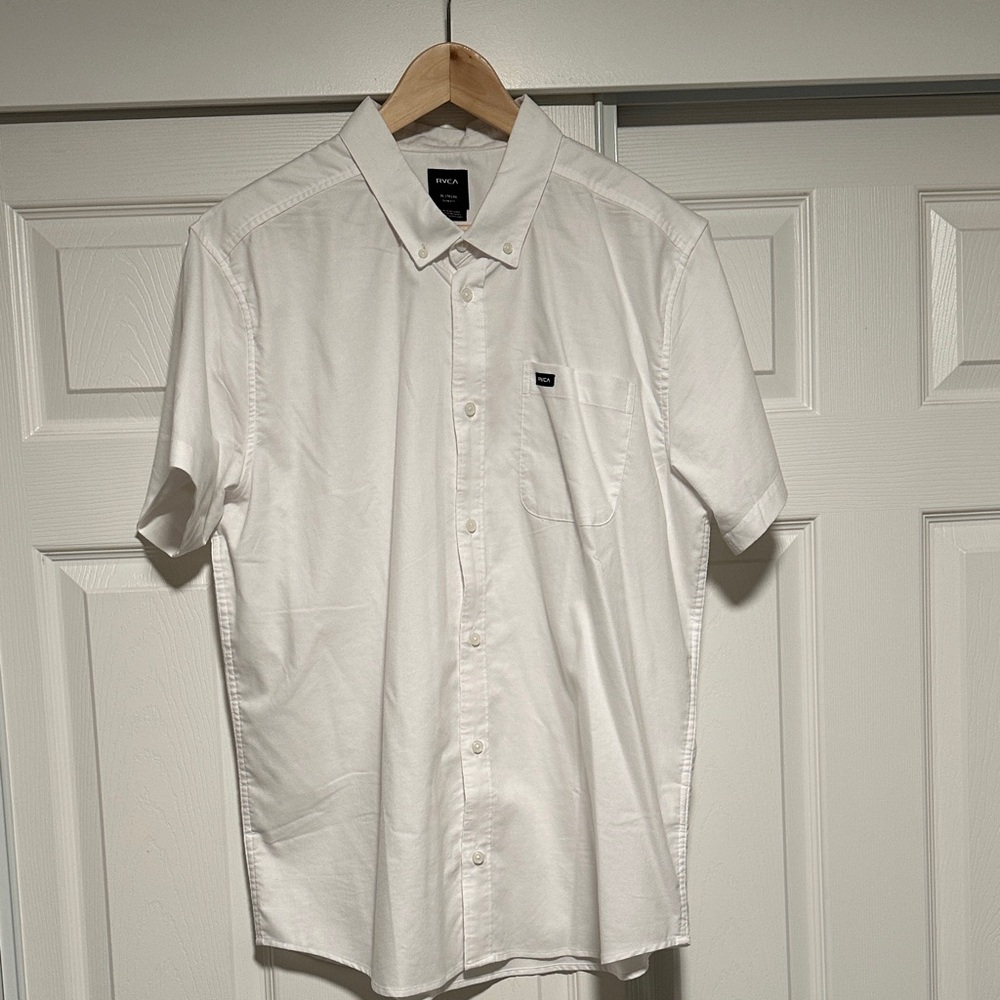 RVCA White Casual Button Down Shirt